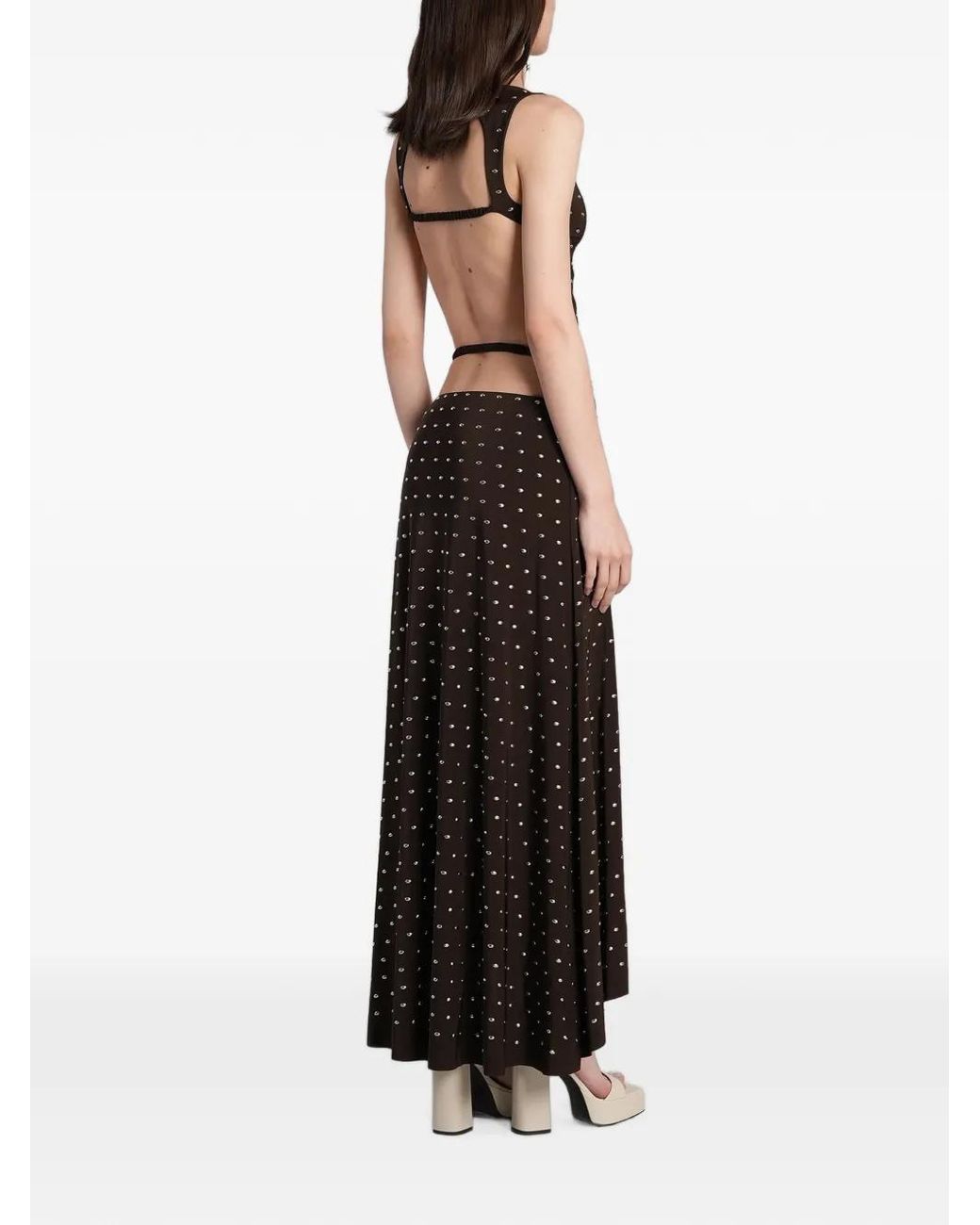 Siedres Black Stud-Embellished Open-Back Dress