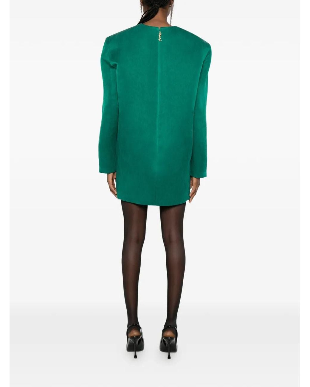 Saint Laurent Green Silk Mini Dress
