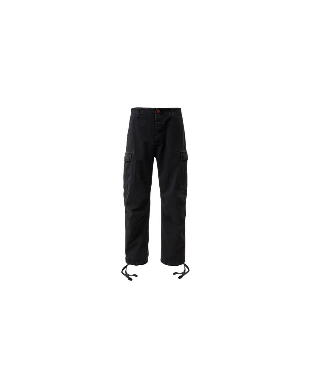 HELLSTAR Black Canvas Drawstring-Cuff Cargo Pants for men