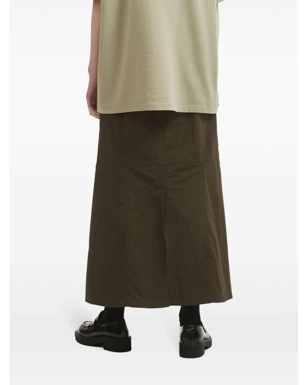 B+ AB Green High-Waisted Cargo Midi Skirt
