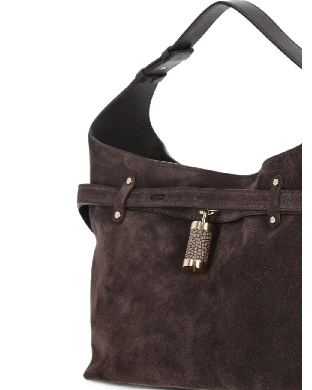 Borsa A Spalla Premere Piccola di Borbonese in Brown