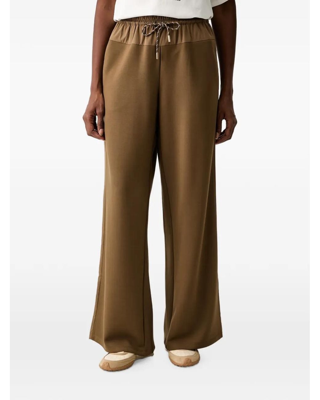Twinset Natural Drawstring Wide-Leg Trousers