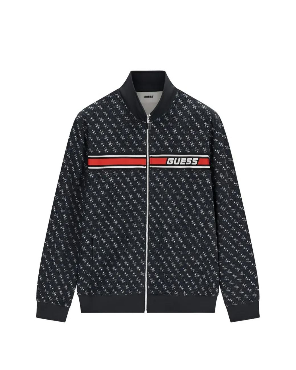Guess Black Cotton Blend Full-Zip Sweatshirt for men