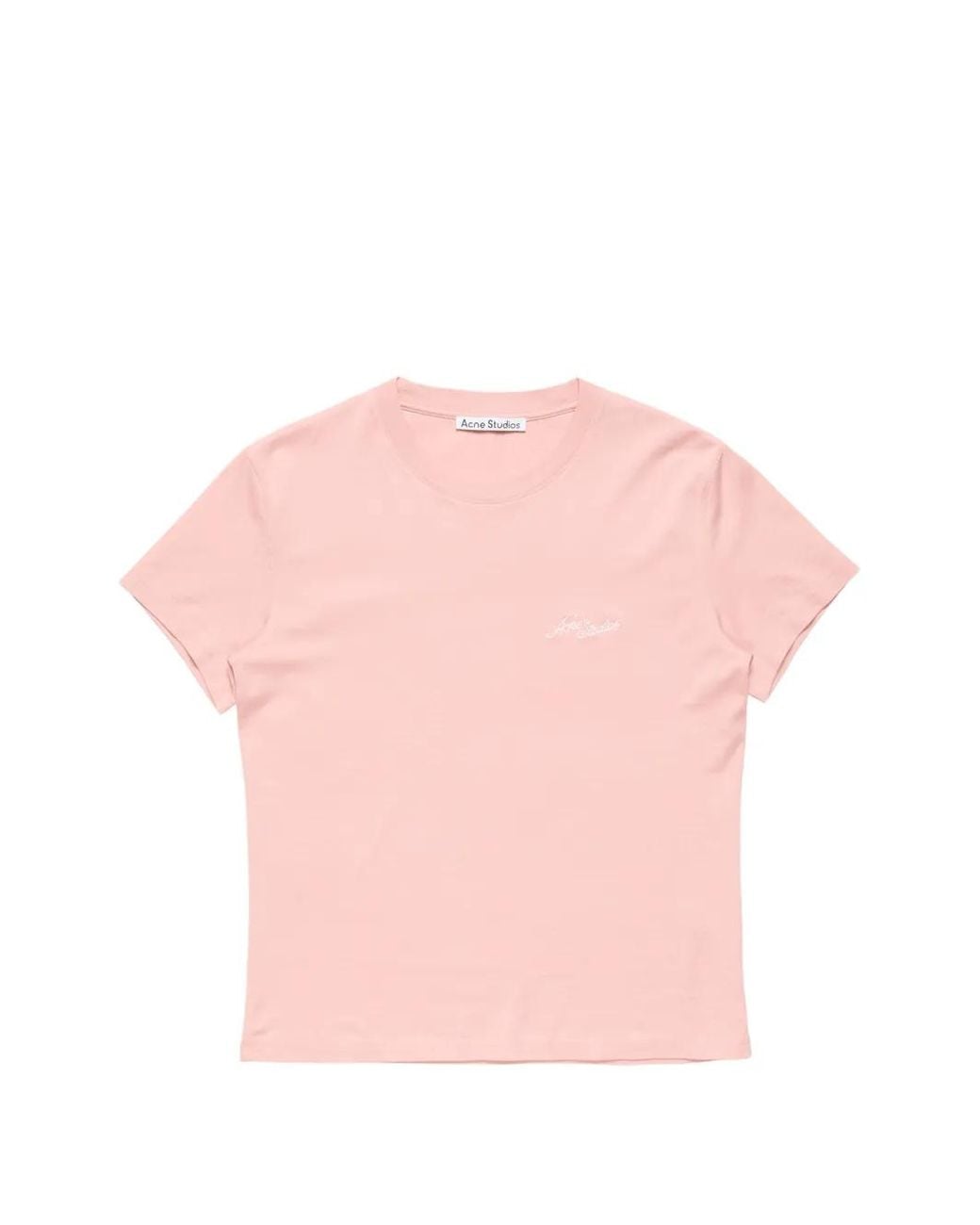 Acne Pink Fitted T-Shirt With Logo