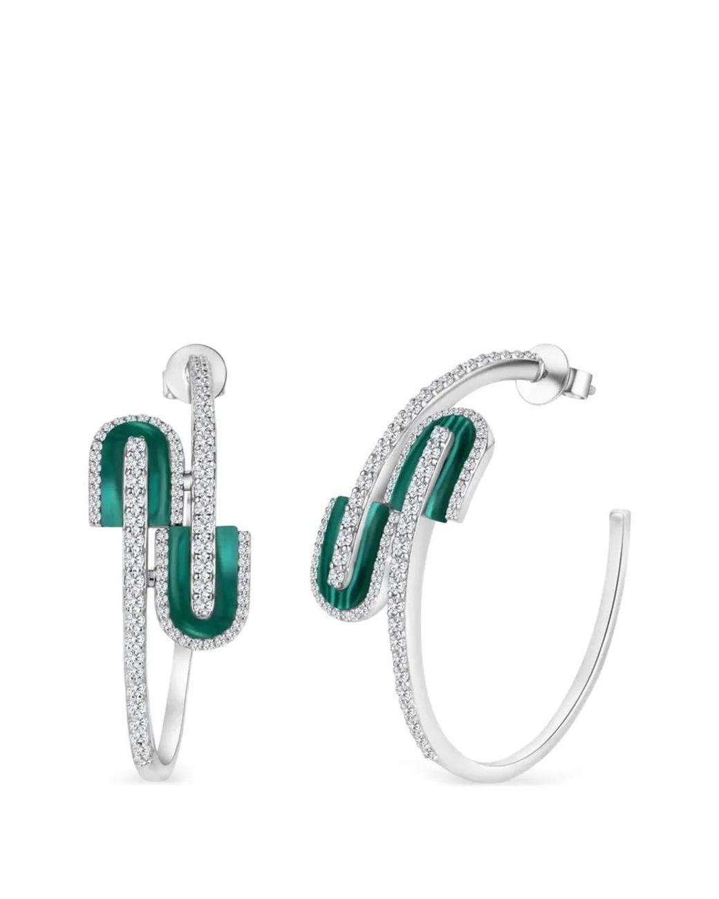 UNION LOS ANGELES Blue U Diamond And Malachite Hoop Earrings