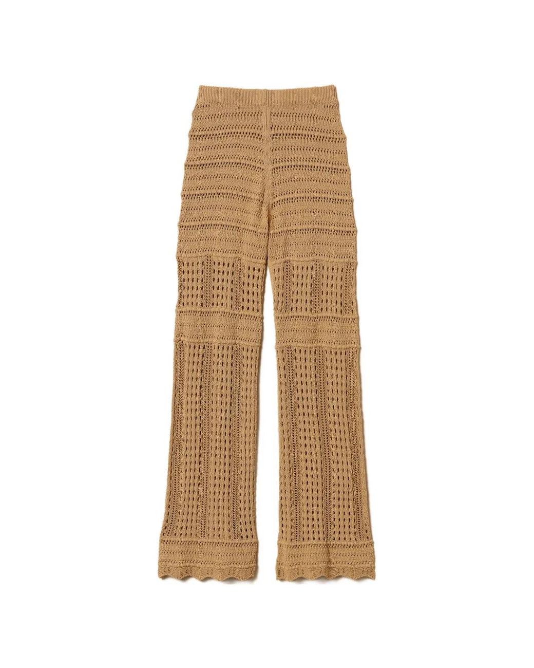 Twinset Natural Check Knit Trousers