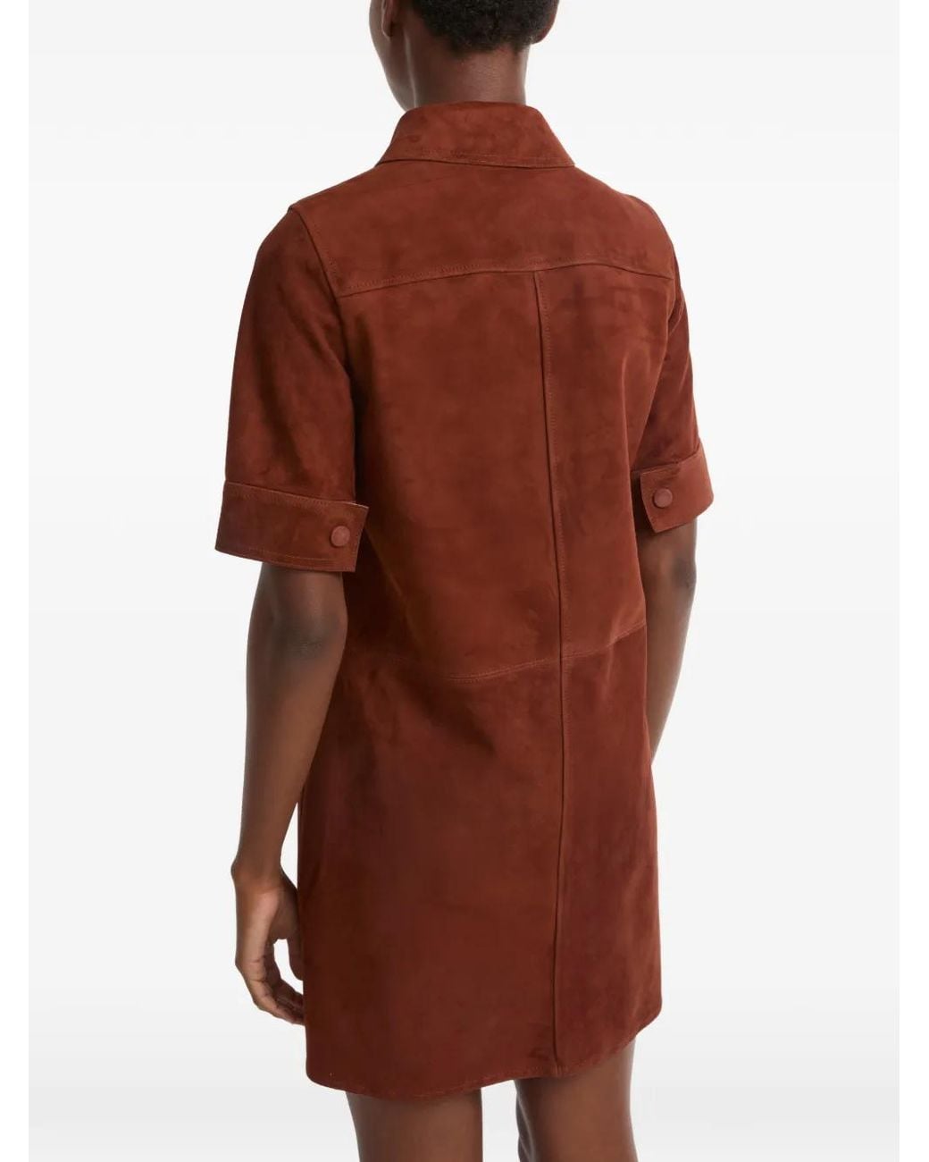 Yves Salomon Brown Double-Sided Buttoned Lambskin Mini Dress