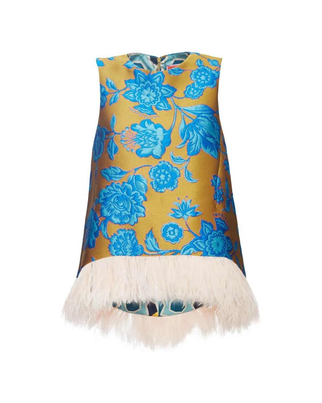 LaDoubleJ Blue Feather-trim La Scala Top