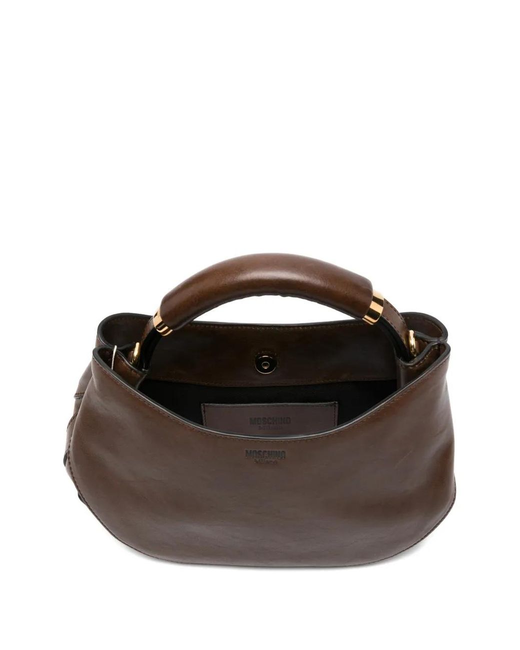 Moschino Brown Logo-Lettering Tote Bag