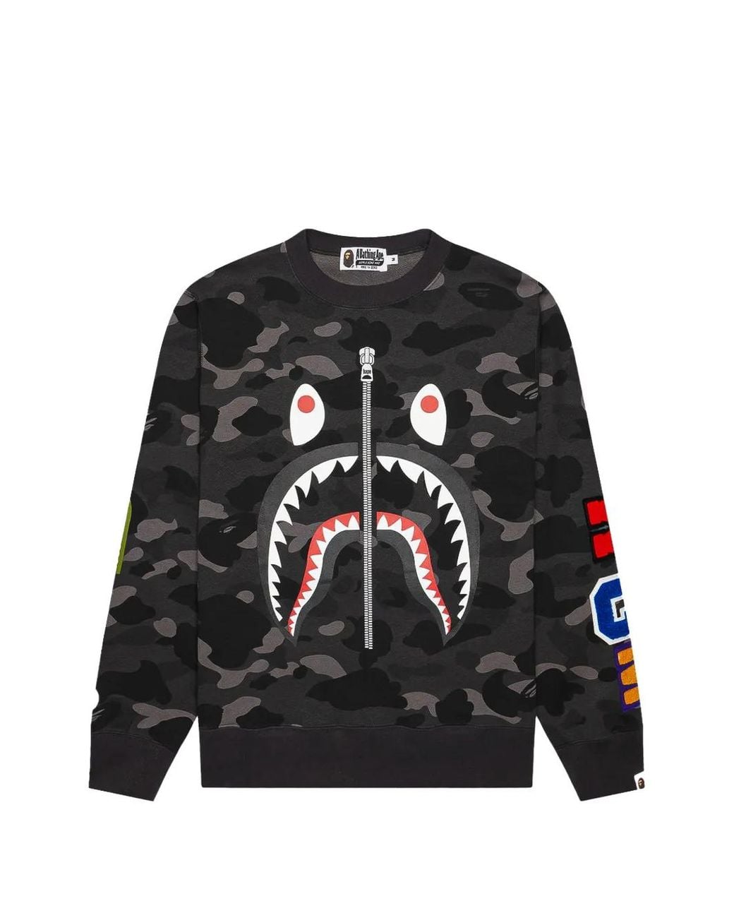 A Bathing Ape Black Color Camo Shark Sweatshirt for men