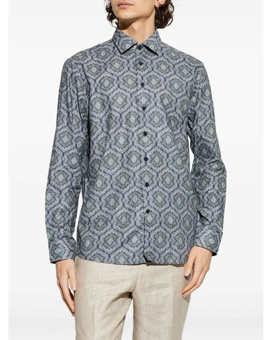Etro Blue Patterned Shirt for men
