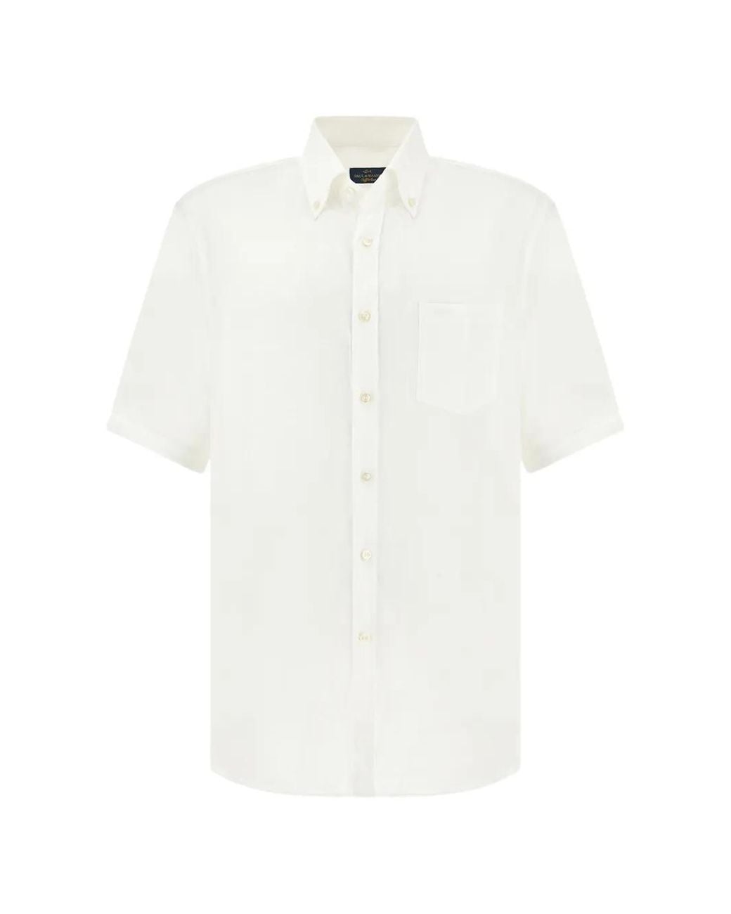 Paul & Shark White Soffio Short-Sleeves Linen Shirt for men