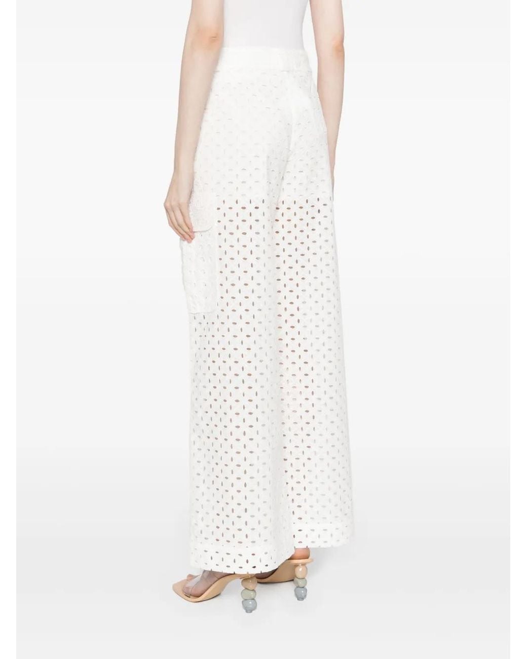Zimmermann White Matchmaker Anglaise Cotton Trousers
