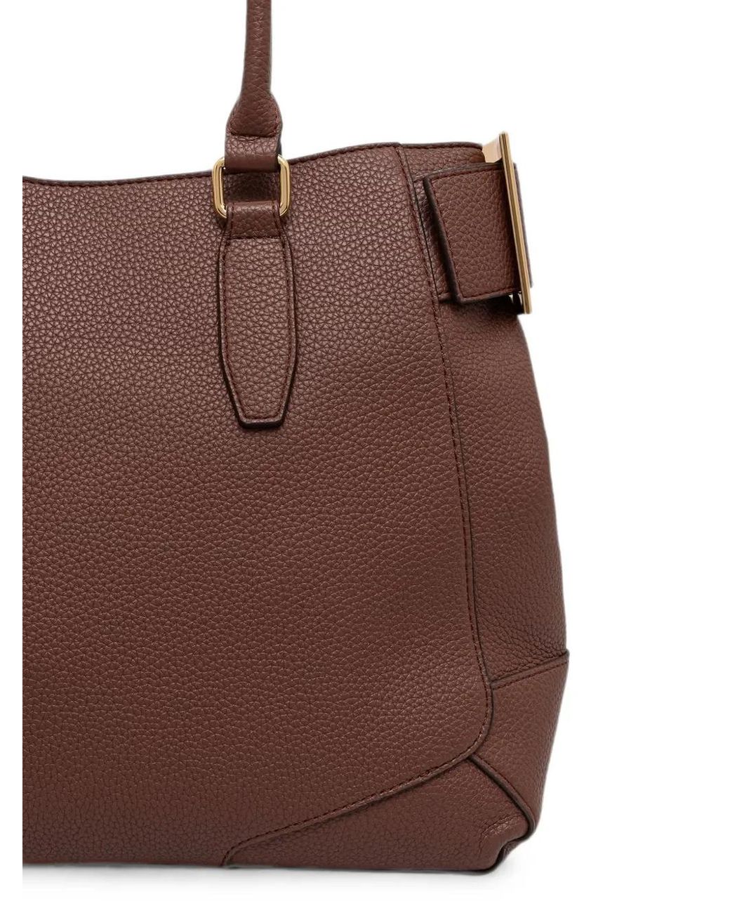 Love Moschino Brown Buckle-Detail Logo-Lettering Tote Bag