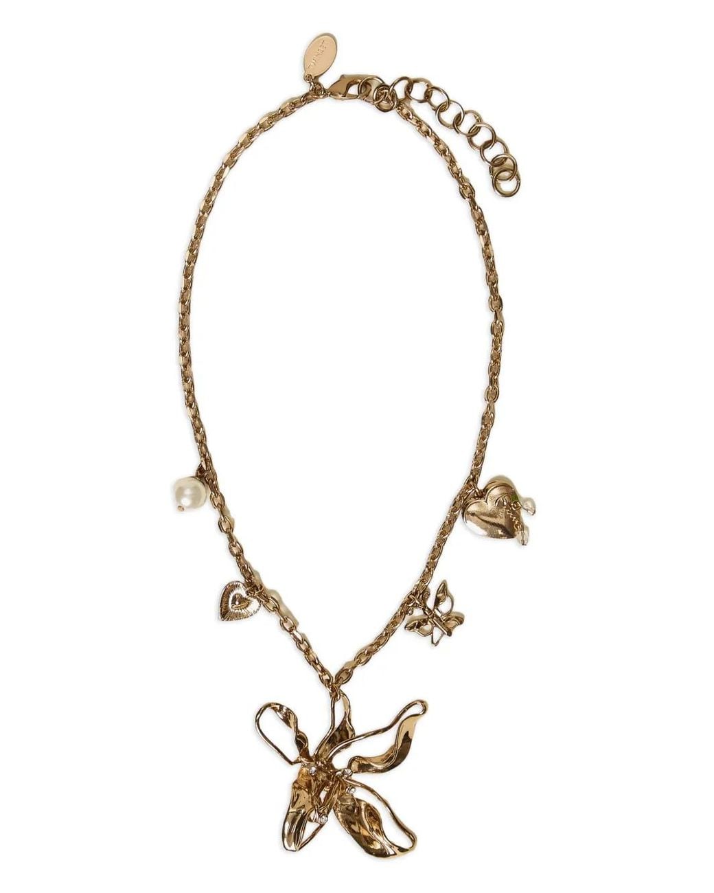 Twinset Metallic Necklace With Maxi Flower And Pendants