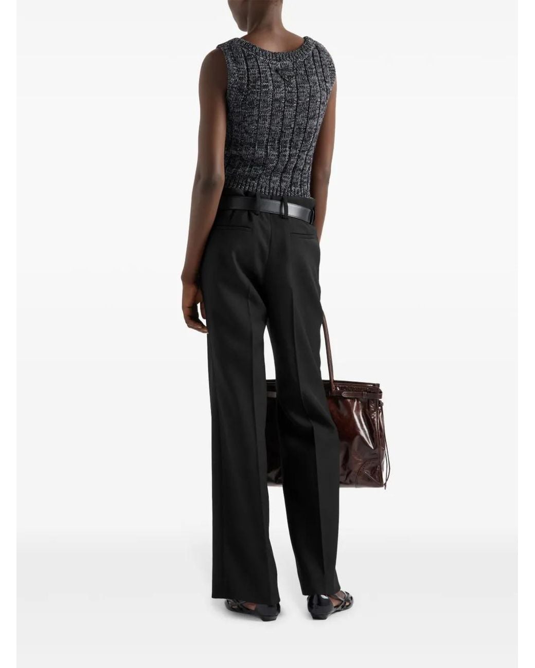 Prada Black Wool Tailored Trousers