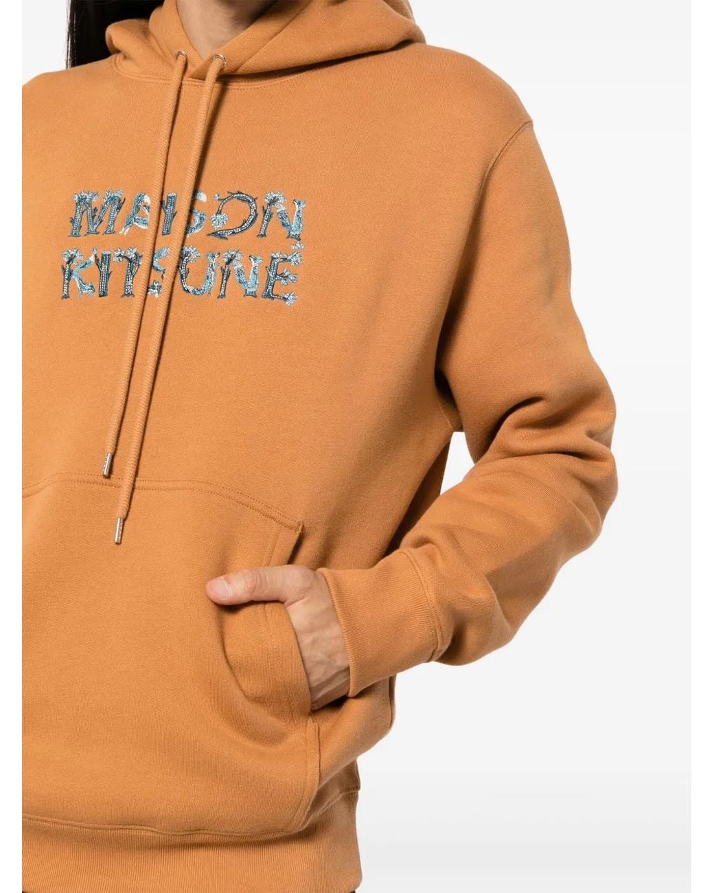 Maison Kitsuné Orange Hoodie Wooland Alphabet Comfort for men