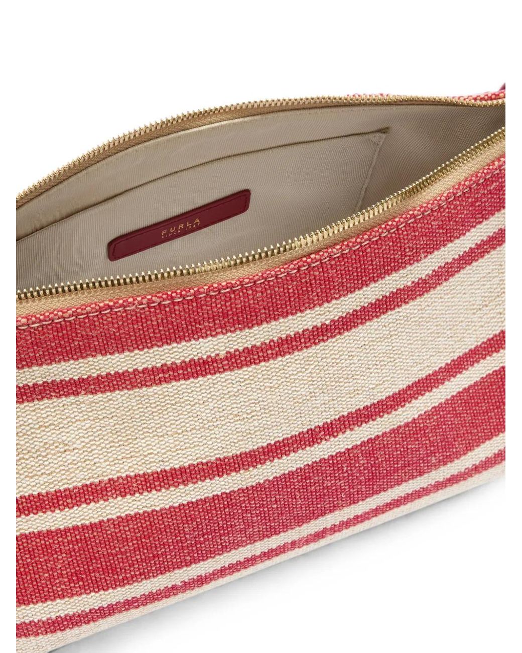 Furla Pink Debby Striped Shoulder Bag