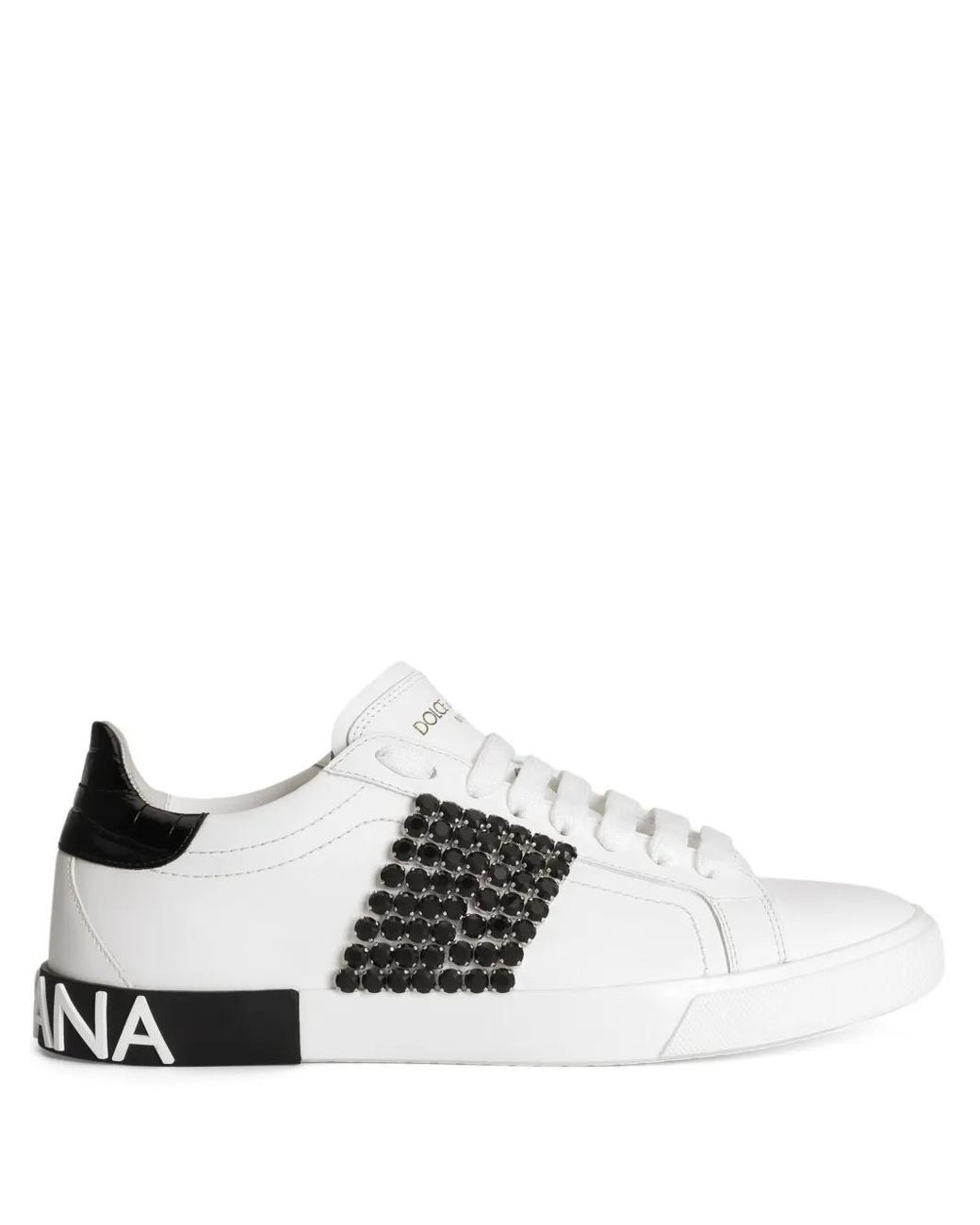 Dolce & Gabbana White Rhinestone-Embellished Sneakers