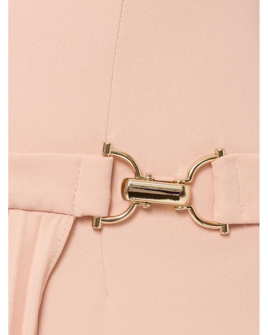 Nissa Pink Pleated-Panel Buckled-Waist Midi Dress