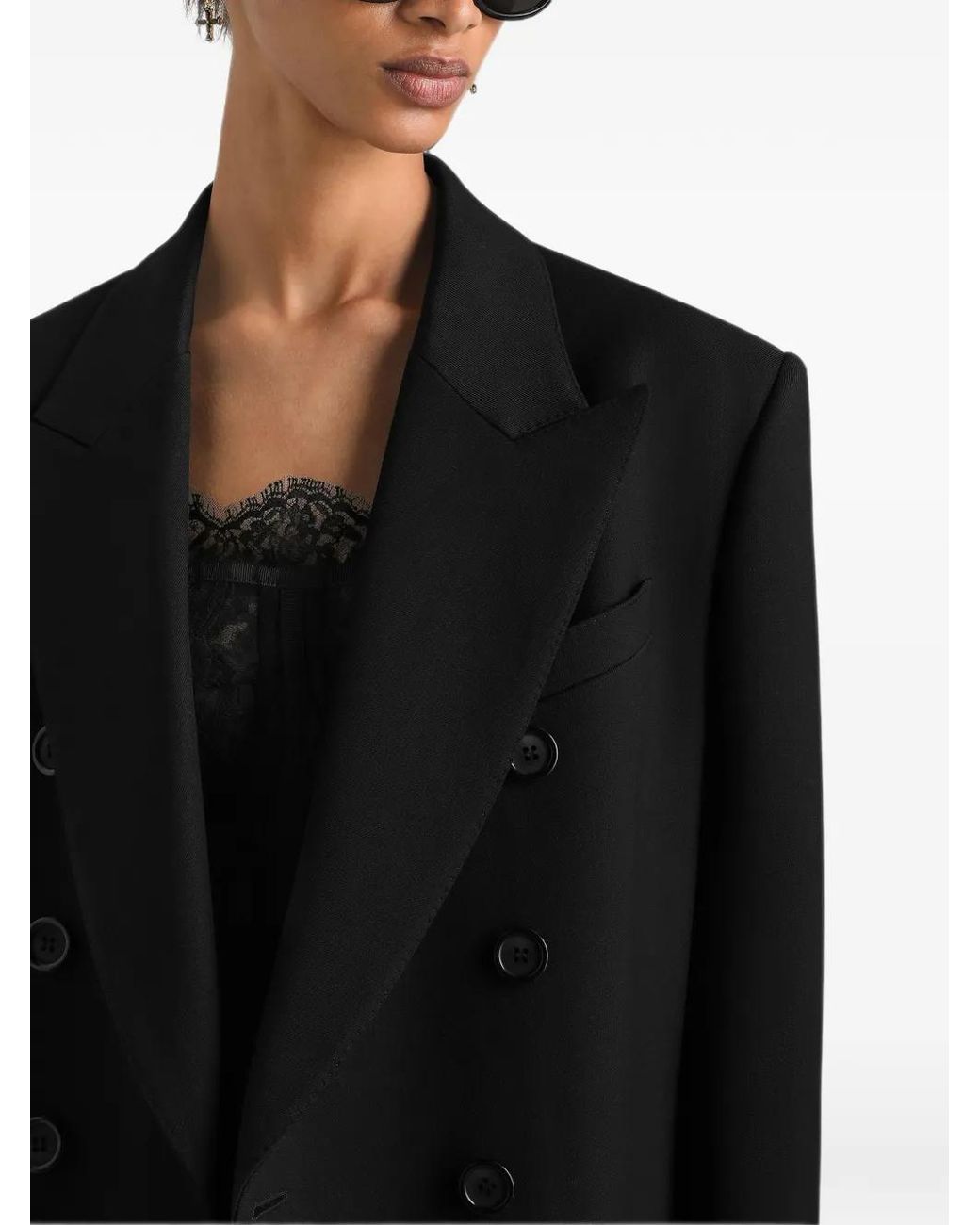 Dolce & Gabbana Black Wool Gabardine Coat