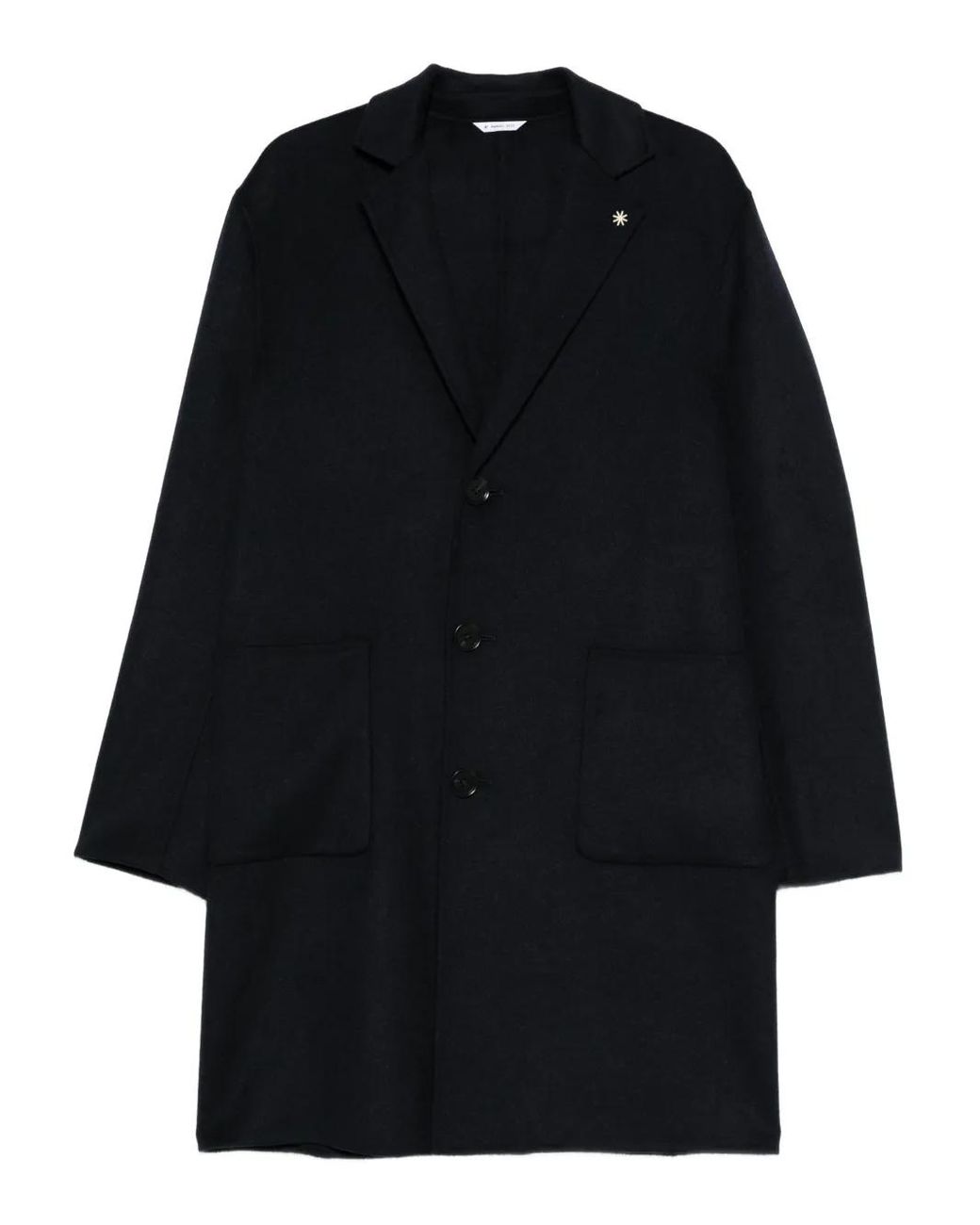 Manuel Ritz Black Single-Breasted Coat for men