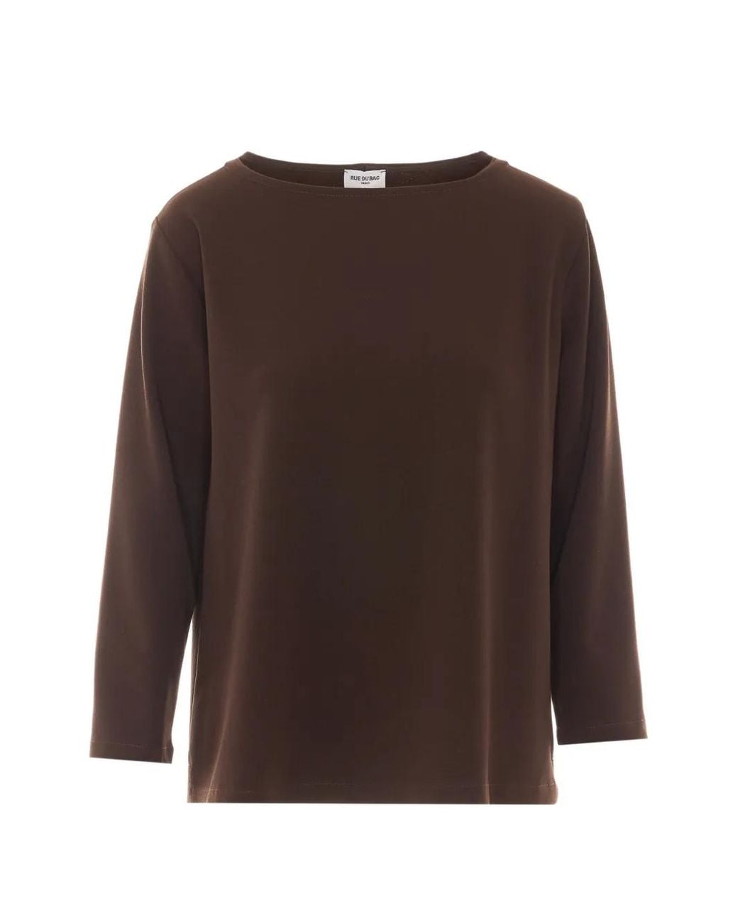 RUE DU BAC Brown Boat-Neck Long-Sleeve Blouse