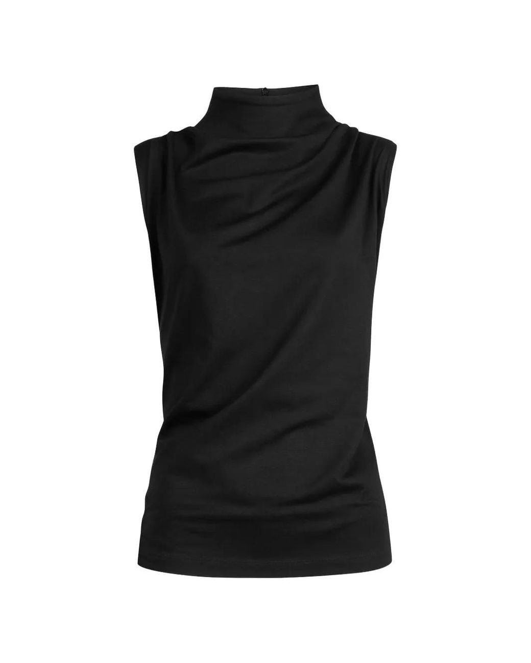 MARCELLA Black Finch Draped Sleeveless Top