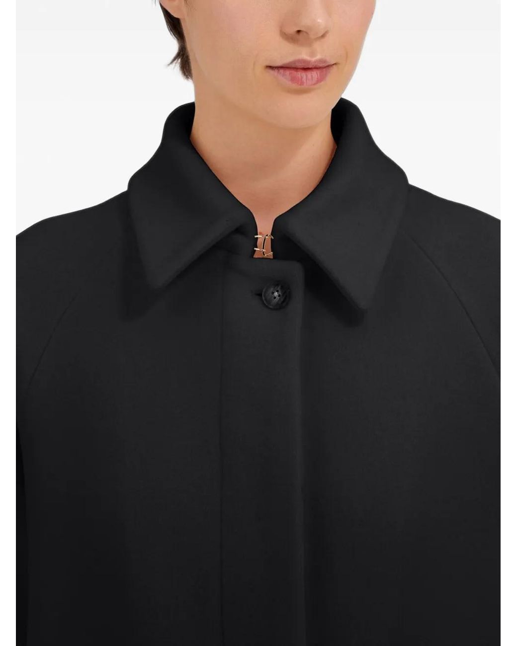 Herno Black Raglan-Sleeve Single-Breasted Coat