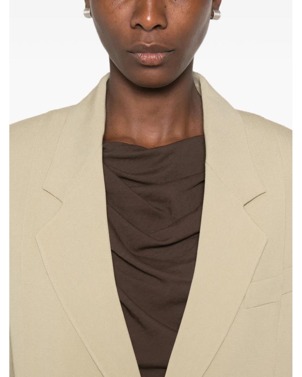 Victoria Beckham Natural Notched-Lapel Single-Breasted Jacket