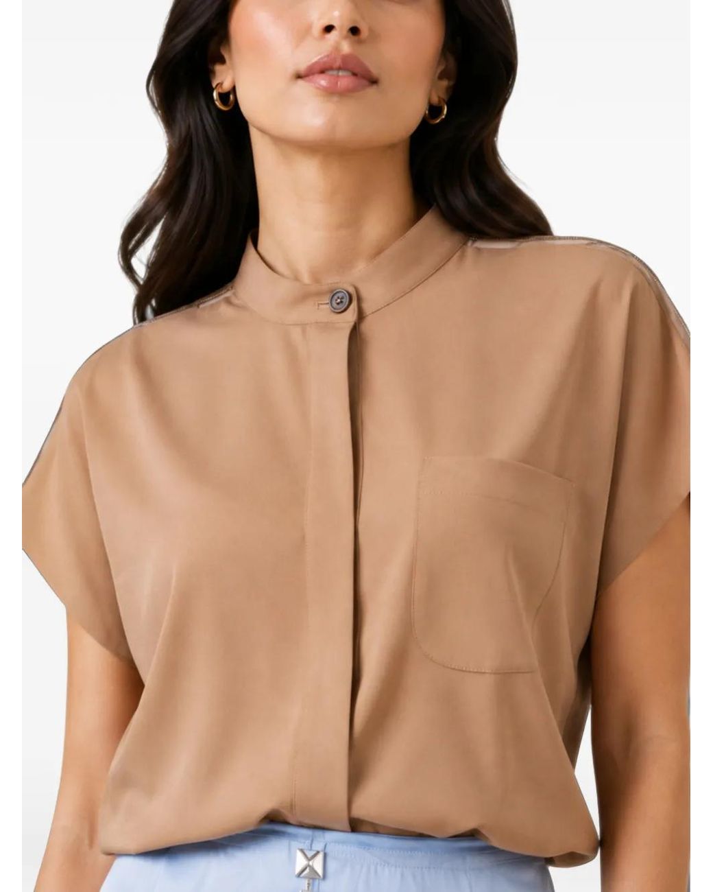 Fabiana Filippi Brown Sleeveless Patch-Pocket Jacket