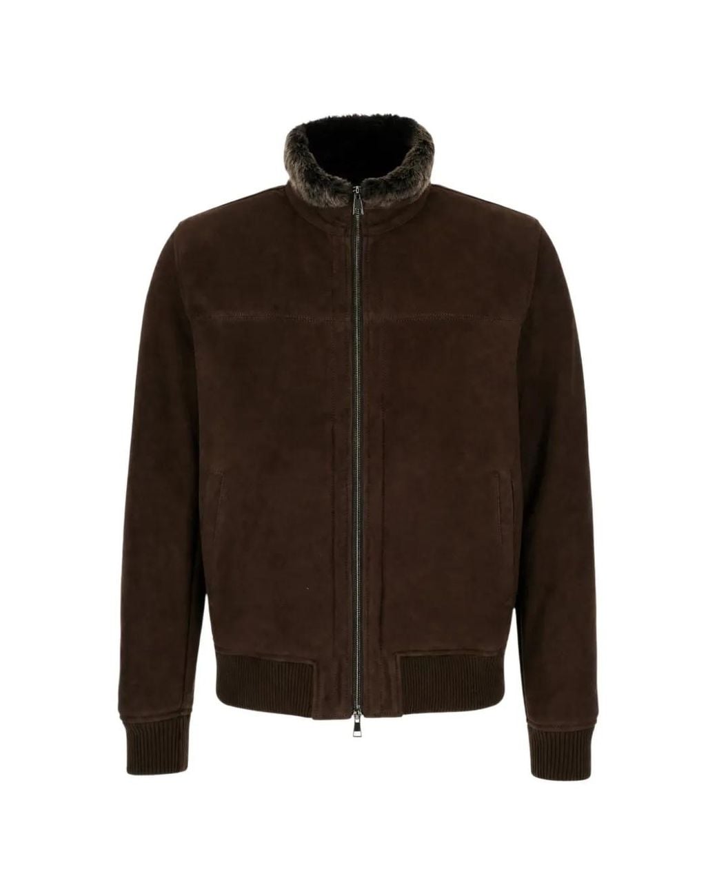 Aspesi Brown Shearling Bomber Jacket for men