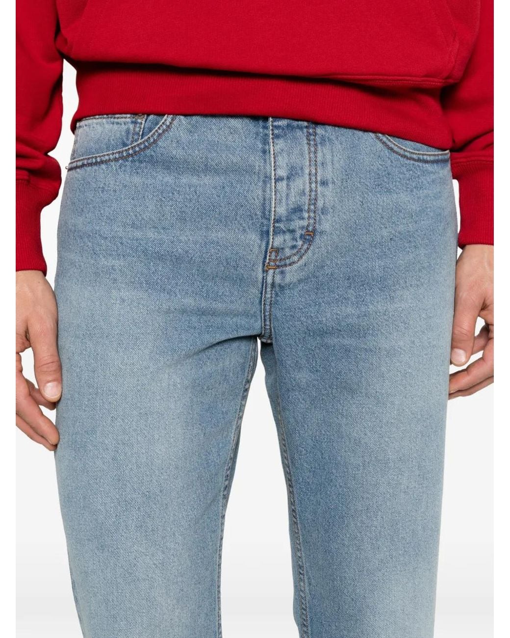 AMI Blue Jean Droit À Effet Délavé for men