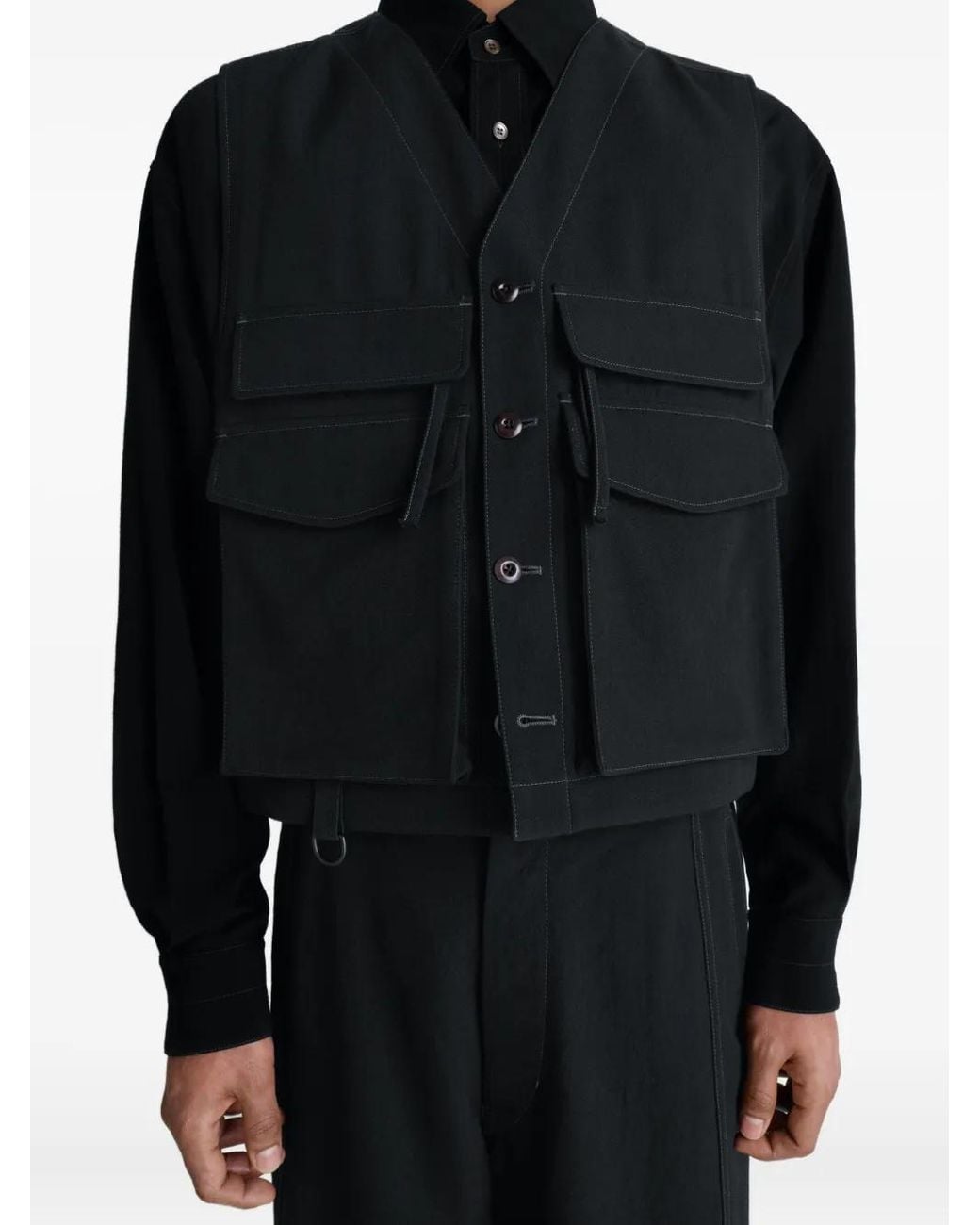 Lemaire Utility Button-Fastening Gilet in Black for Men | Lyst