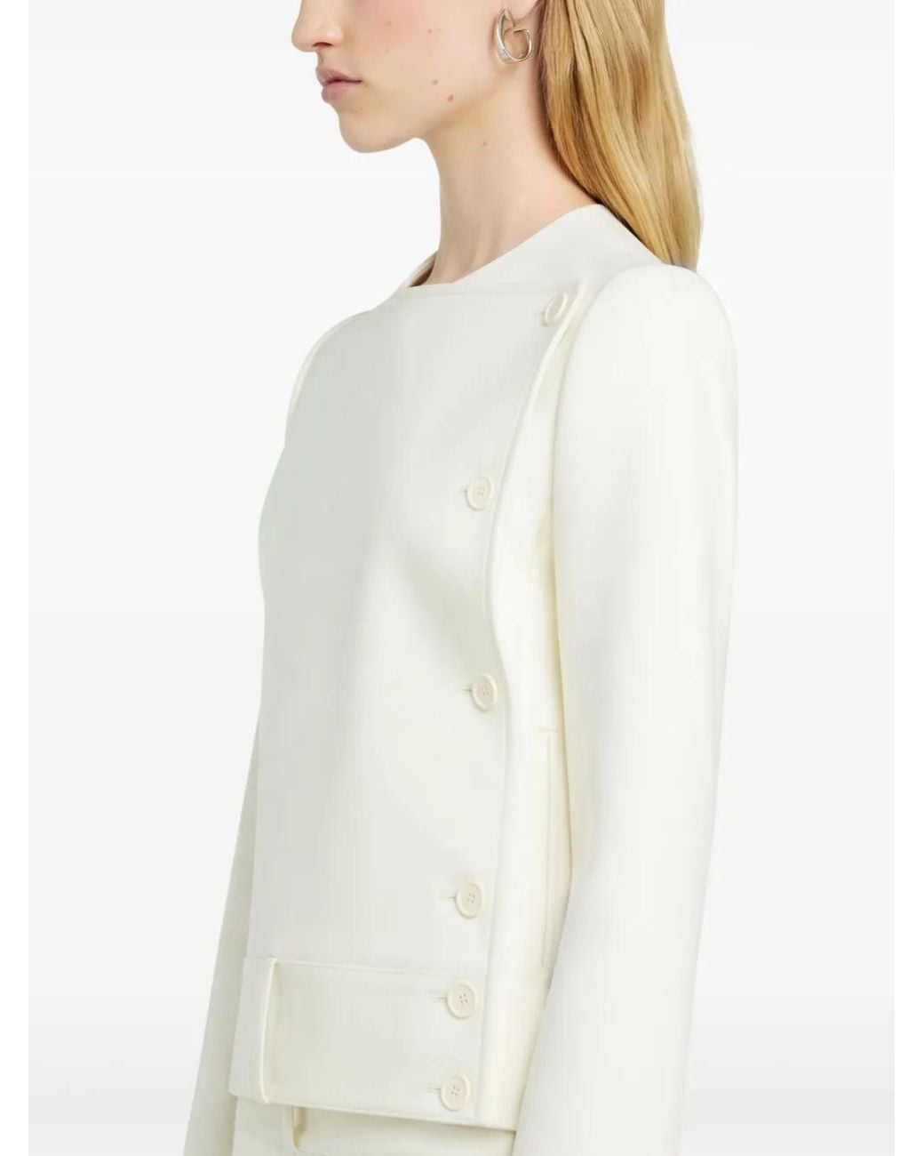 Courreges White Buttoned Tailored Jacket