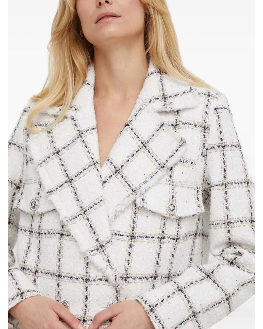 Bruuns Bazaar White Azolla Bb Nanya Checked Tweed Jacket