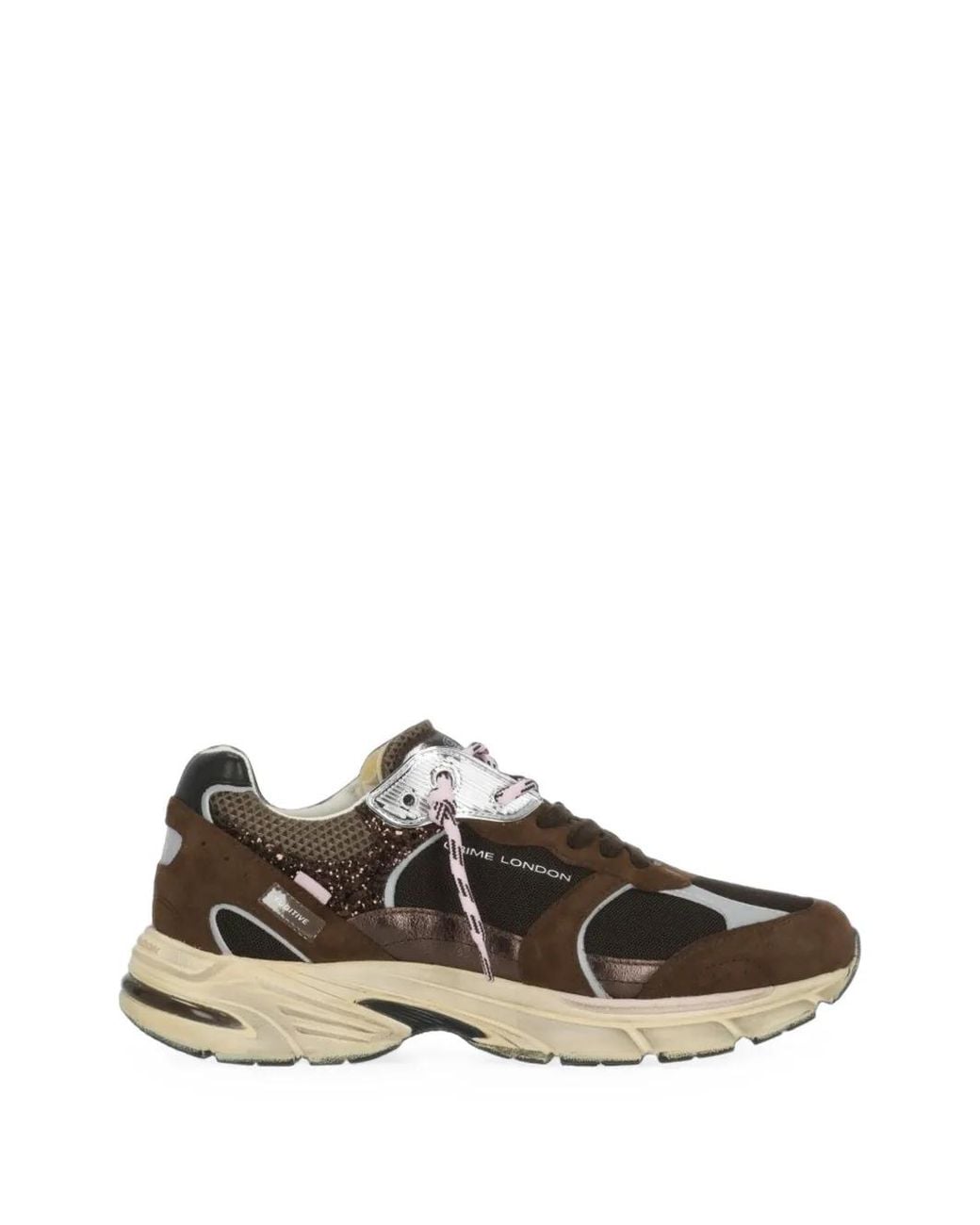 Crime London Brown Fugitive 9094 Panelled Low-Top Sneakers