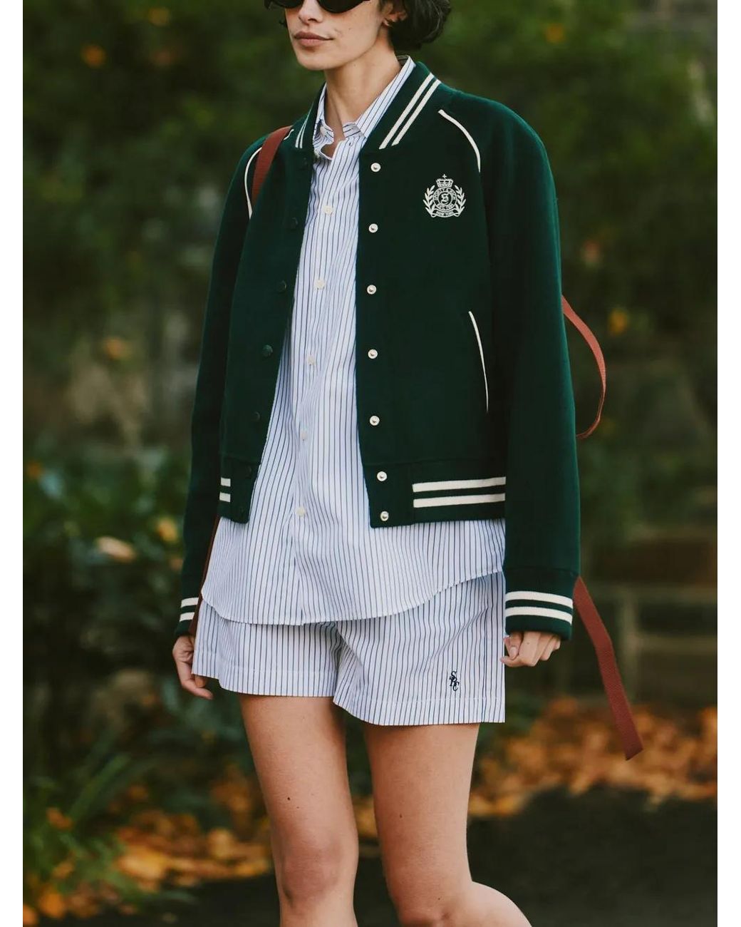 Sporty & Rich Green H&W Crest Varsity Jacket
