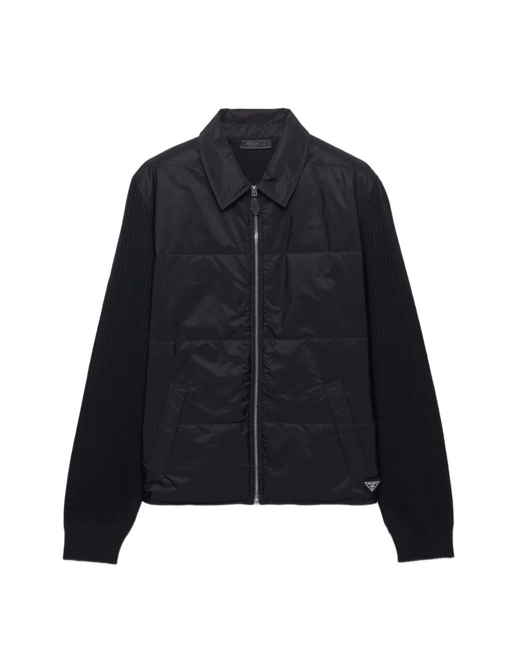 Prada Blue Wool And Re-Nylon Gabardine Cardigan for men