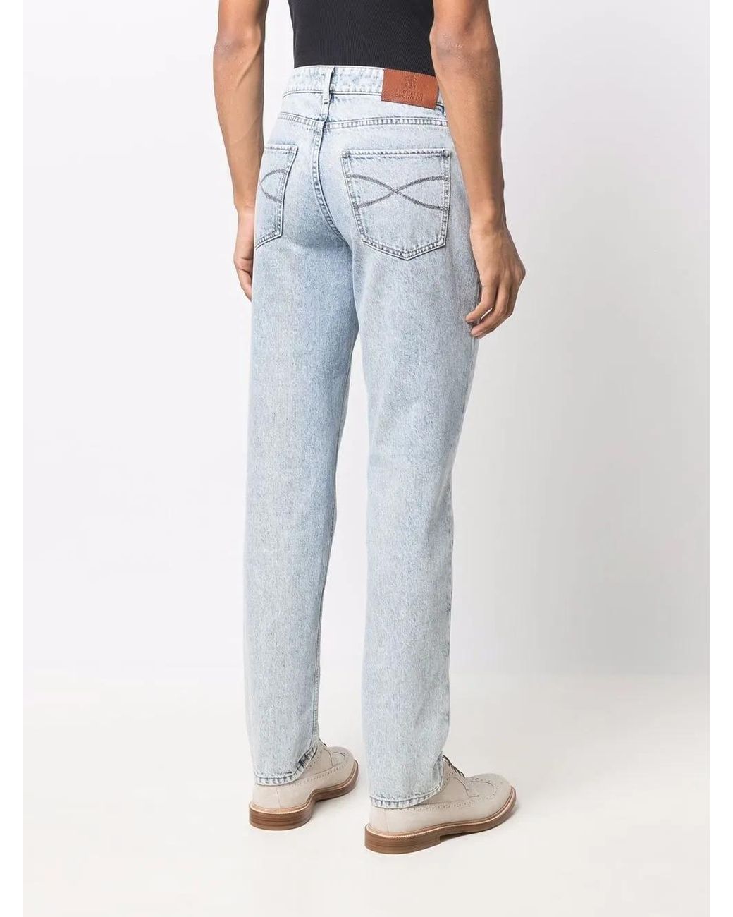 Brunello Cucinelli Blue Light-Wash Straight-Leg Jeans for men