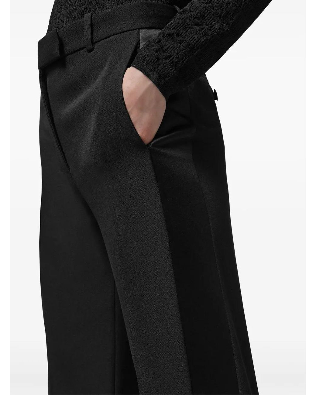 Versace Black Straight-Leg Virgin Wool Trousers