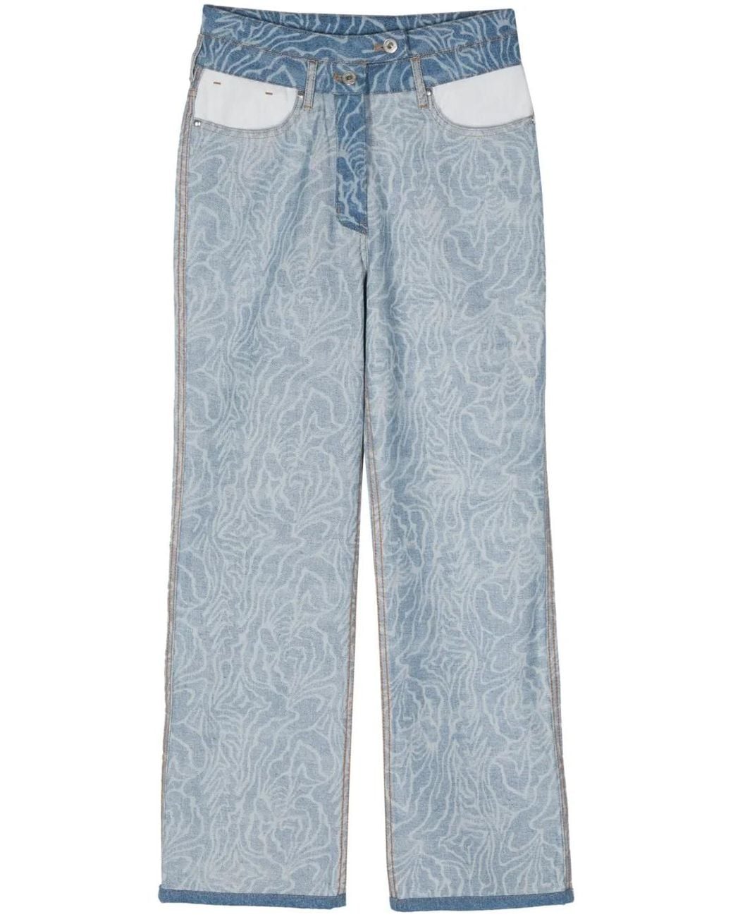 Sonia Rykiel Blue Zebra High-Rise Flared Jeans