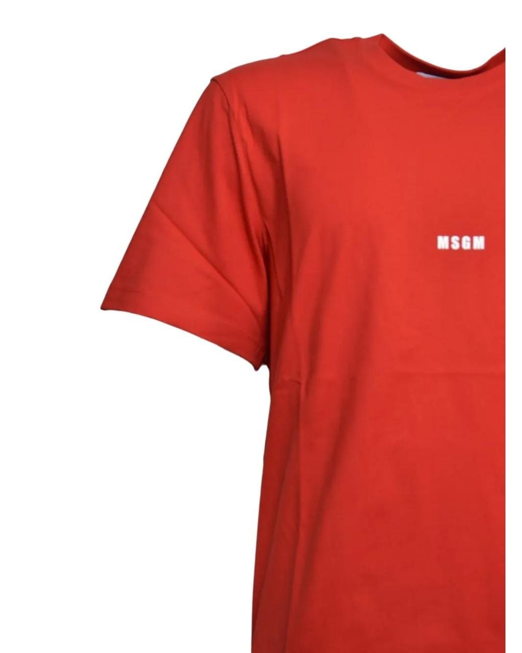 MSGM Red Logo T-Shirt for men