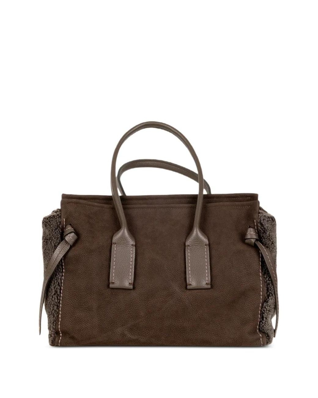VISONA Brown Cortina Stone Leather Tote Bag