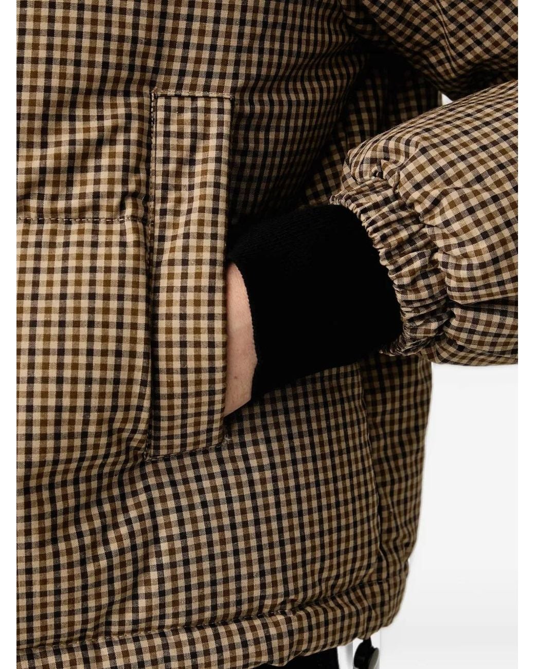 Silvian Heach Brown Gingham-Check Puffer Jacket