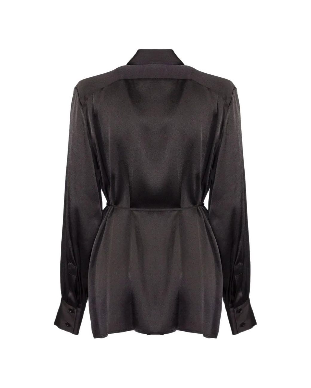 Semicouture Black Button Tie-Belt Shirt