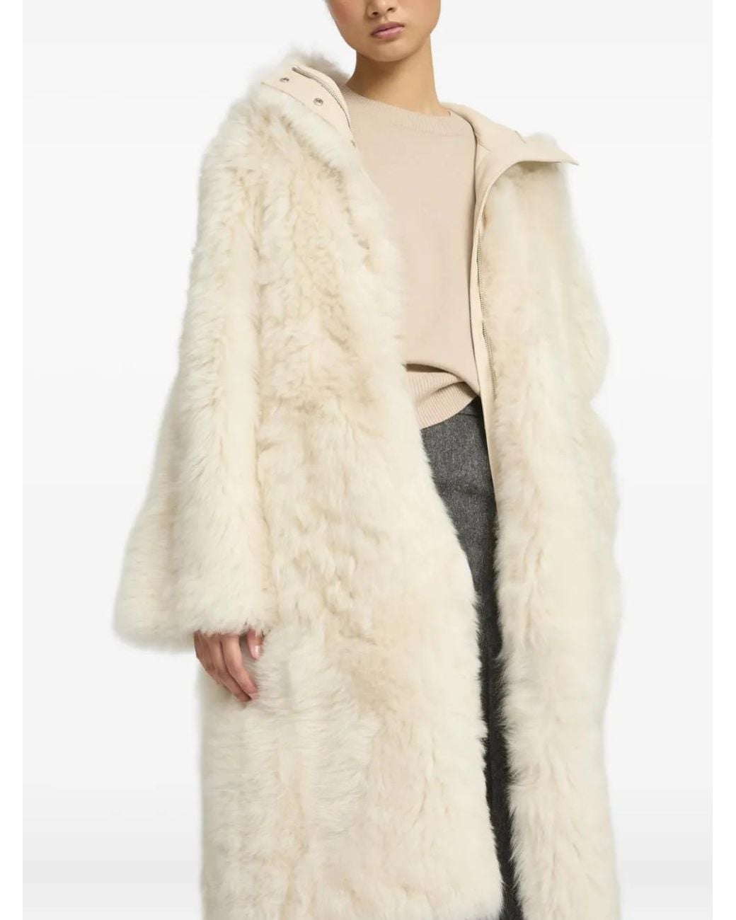 Yves Salomon Natural Long Toscana Coat