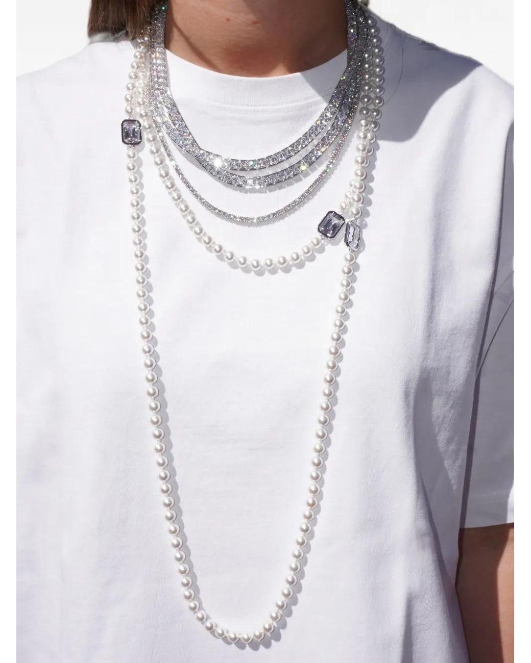 Izabel Display White Collier Mega Pearl En Zircon Cubique