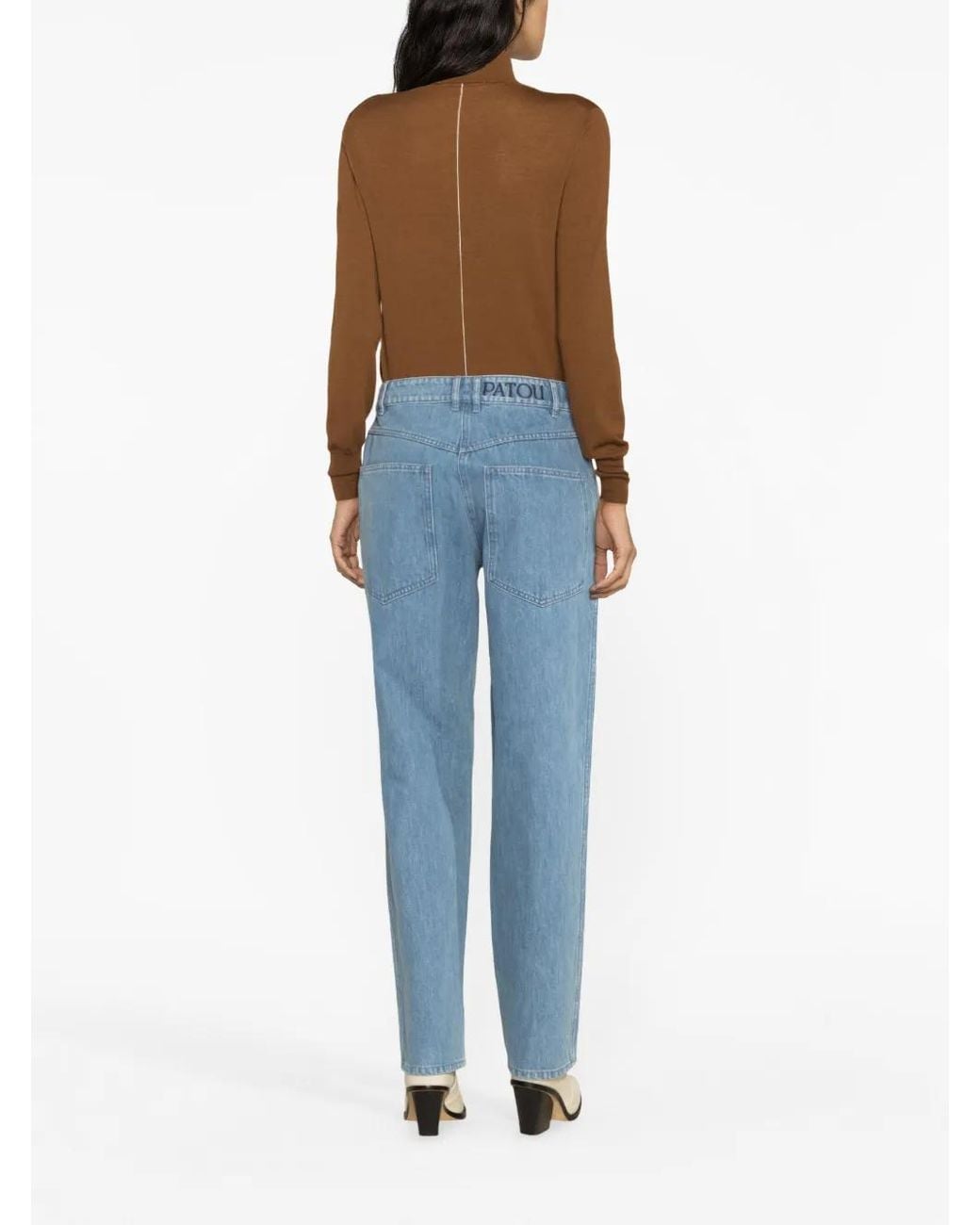 Patou Blue Cargo Low-Rise Tapered Jeans