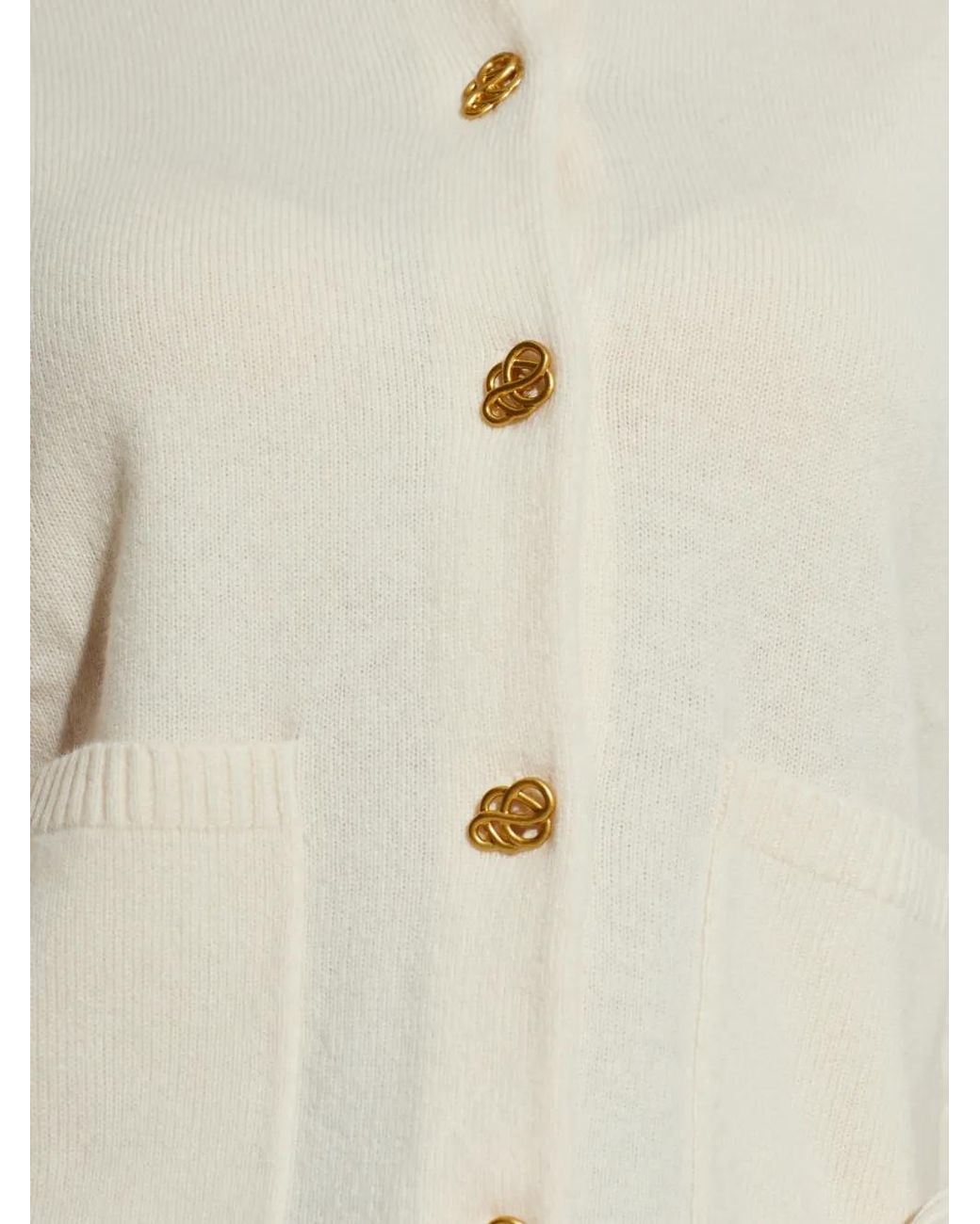 By Malene Birger White Cardigan Veronika À Boutons Décoratifs
